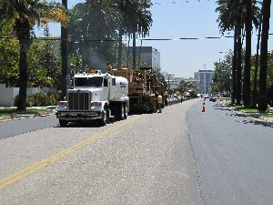 Pavement Recycling Systems and Sully Miller Contracting worked together to complete the repair and repaving of 1.3 million square feet of roads for the City of Beverly Hills in eight days in August 2010.