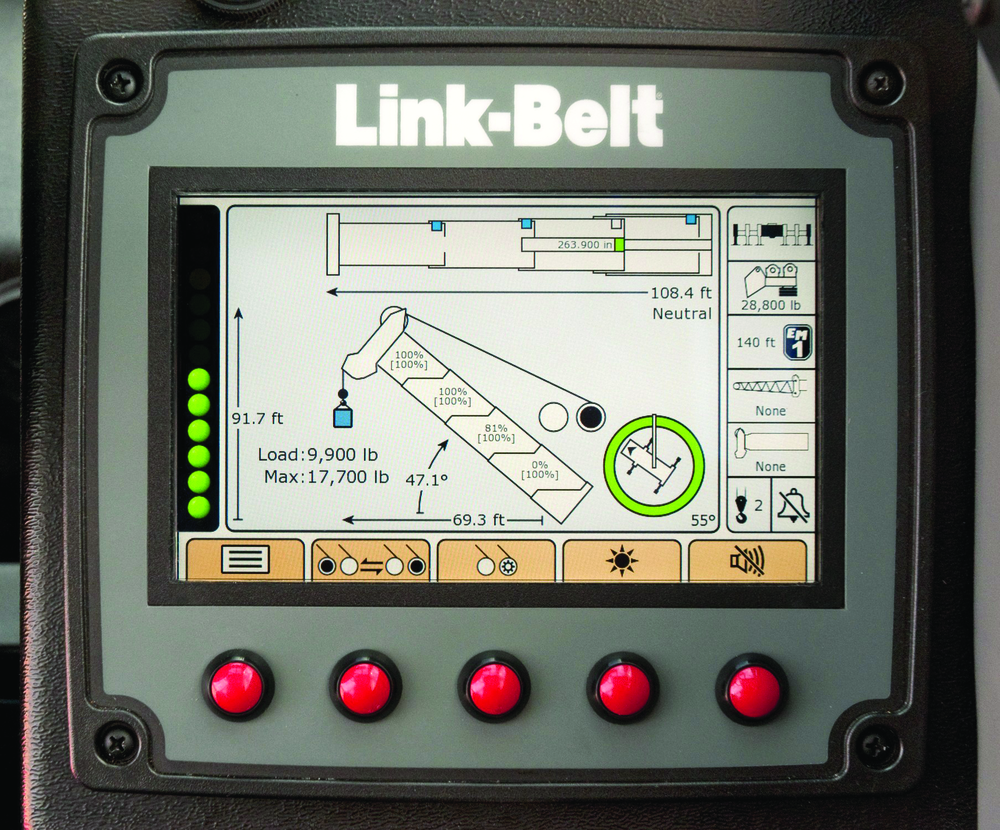 The rated capacity limiter includes boom extend mode controller, self-diagnostic capabilities and continuous monitoring of multiple crane functions and conditions