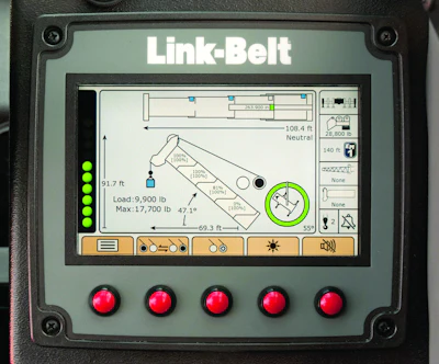 The rated capacity limiter includes boom extend mode controller, self-diagnostic capabilities and continuous monitoring of multiple crane functions and conditions
