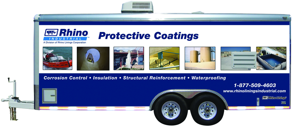 Turnkey mobile coating and/or foam application unit complete with proportioning equipment, heated hose, generator, air compressor and capacity for drum sets of Rhino material