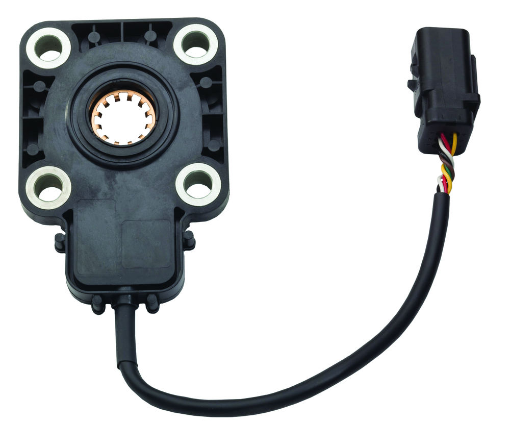 Use for position sensing for steering wheel, boom angle, throttling, pivoting and traction control