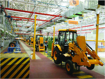 The production line at the new JCB India plant in Ballabgarh.