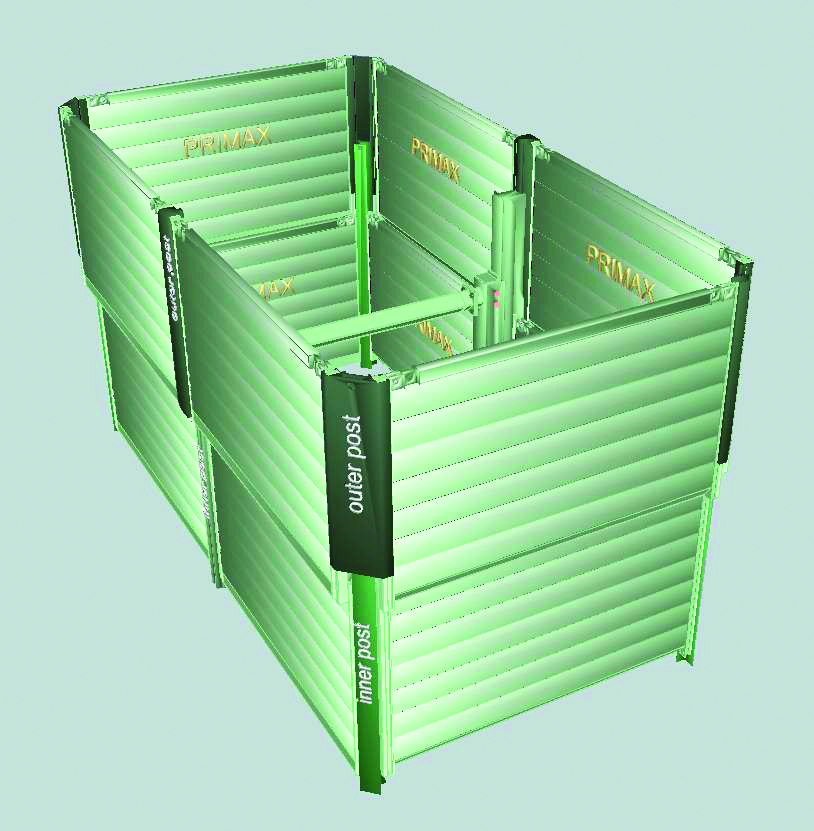 Telescopic Slide Rail Shoring System comprises telescopic corner and/or linear posts sliding vertically relative to each other