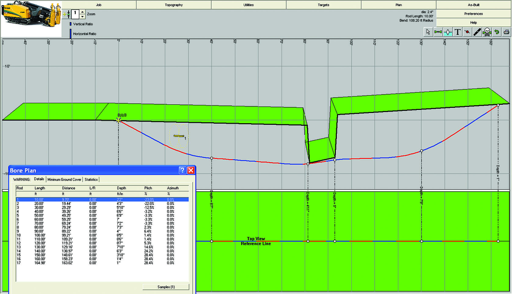 Bore plan with coordinates.