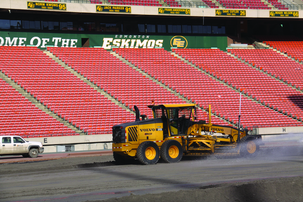 Wilco Contractors Northwest Inc. used machine grade control to finish the subgrade, and top of the fill, at the stadium to near-perfect flatness.