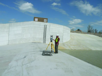 Dale Stockstill & Associates collected several million points with a Topcon GLS-1000 laser scanner, and determined that the Lilly Bayou stage control structure deviated from tight design tolerances in many locations. (Image provided by DS&A)