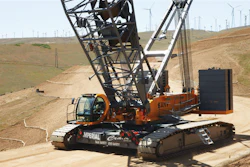 The first Sany SCC8300 crawler crane in North America was immediately put to work on a wind farm in California.