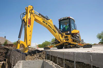 New Holland Construction will continue to offer backhoe loaders like this B95B, 14-ft.-dig-depth machine, skid steer loaders, compact track loaders, tractor loaders, compact wheel loaders (under 80 hp), and compact excavators (under 6 tons).