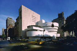 The Guggenheim is currently wrapped in scaffolding during its renovation.