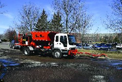 A one-man, self-contained spray injection patcher allows a contractor to properly repair a pothole without ever leaving the cab of the truck.