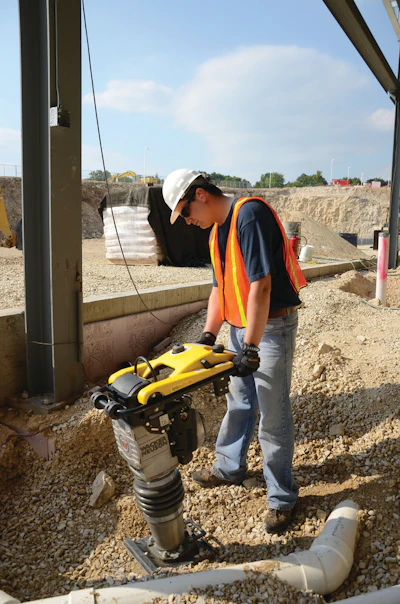 According to Wacker Neuson, two-stroke engines offer the same horsepower at a lighter weight than four strokes, enabling better balance so it's easier to keep the rammer moving.