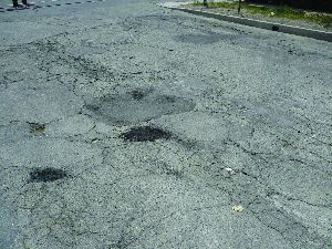 One of the test areas before using reclaimed asphalt pavement (RAP) instead of virgin aggregate.
