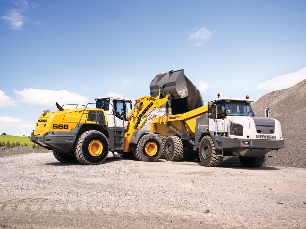 Liebherr offers an industrial parallel-lift linkage as an option to the standard Z-bar on its L 550 and L 556 models. This L 566 offers full breakout force and parallel lifting capability.