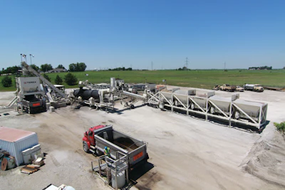 In 2008, Grimes Asphalt purchased a Terex® E225P drum mix plant, which allowed the producer to move away from the start-and-stop asphalt production associated with the batch plant.