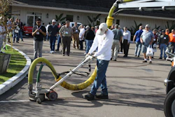 Waterblasting Technologies uses the Stripe Hog 5500 to remove existing stripes from a parking lot located at the Town & Country Resort in San Diego.