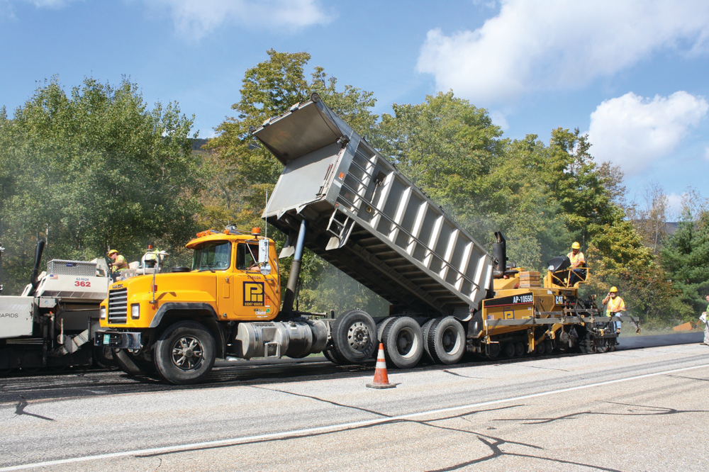 Pike Industries places a 1-inch-thick HiMA overlay as part of a voluntary program of nationwide field demonstrations.