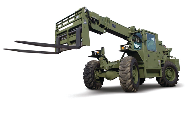 ATLAS II rough terrain forklifts deliver several performance enhancements, including reduced emissions and the addition of several multifunctional attachments.