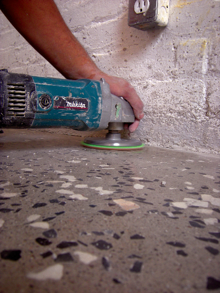 The biggest challenge with edge work on a polished floor is achieving the same depth of cut and overall look as the main part of the floor.