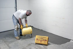 Self-leveling resurfacer can repair uneven or worn interior floors.