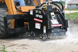 Cold planers, such as this Bradco unit, are used for asphalt and concrete pothole and frost heave repair, curb cutting, pavement texturing and the removal of traffic lane stripes and roadway around manholes.