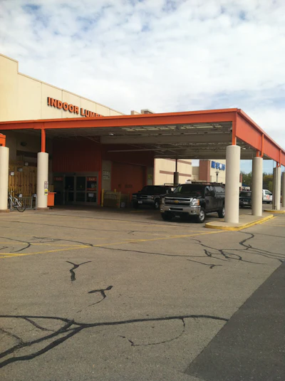 Contractors can park under the canopy at the pro services entrance for easy loading.