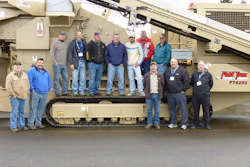 From left to right: Cliff Bales (JCI); Terry Haas (KPI); Lee Dushane (Road Machinery & Supplies); Neil Peterson (Goodfellow Corp.); James Parsons (The Western Group); Dustin Brickey (Power Motive); Mario Perez (Madisa); Don Scott (Reuter Equipment); Leonard Teeters (Road Machinery & Supplies); Mark McNutt (JCI); Blair Koelner (KPI); and Erik Schmidt (JCI).