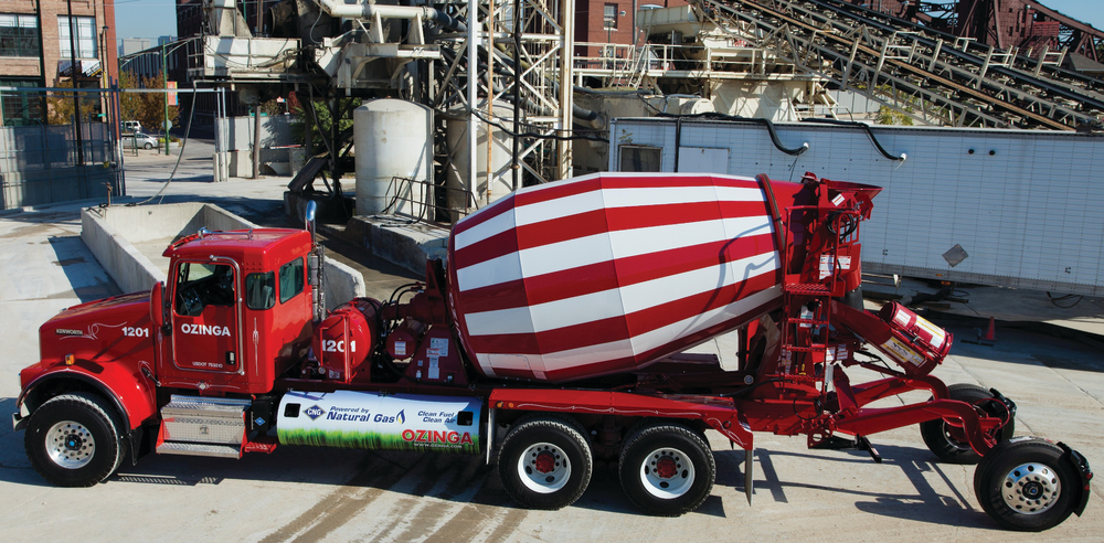 Each CNG-fueled mixer truck is equipped with the 8.9-liter Cummins Westport ISL G engine, six-speed Allison 4500RDS automatic transmission and McNeilus Bridgemaster mixer body.