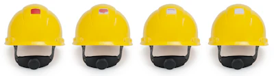 The Uvicator smart sensor changes color from red to white as the hard hat is exposed to ultraviolet (UV) light, alerting the wearer when it’s time to take the hard hat out of service.