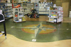 Shown here is the Rental Branch decorative showroom: “One of the best things about getting in the decorative concrete business is that it complements what most rental stores already rent,” says Mike Branch.
