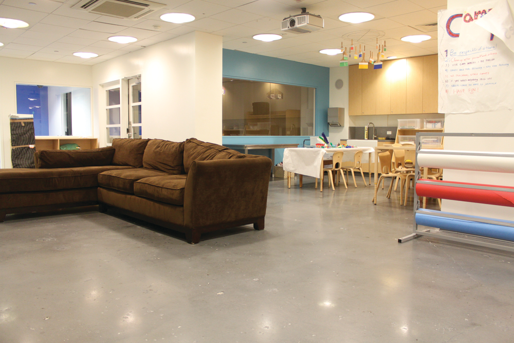 The finished basement floor was a charcoal gray color and polished to an 800 resin.