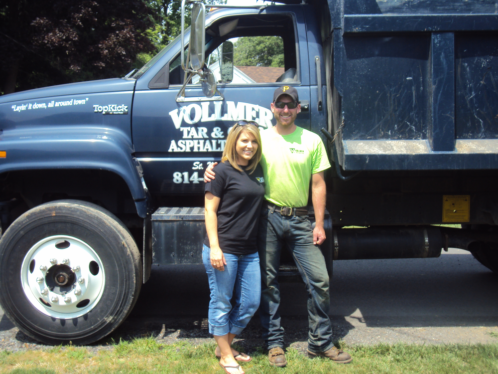 Angie and Glenn Vollmer, owners of Vollmer Tar & Chip, started their company chip sealing driveways in rural Pennsylvania and have expanded their services to offer paving.