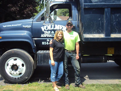 Angie and Glenn Vollmer, owners of Vollmer Tar & Chip, started their company chip sealing driveways in rural Pennsylvania and have expanded their services to offer paving.