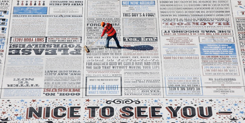 The Comedy Carpet was over 23,680 square feet of outdoor concrete with over 160,000 individually cut granite letters embedded in the concrete.