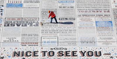 The Comedy Carpet was over 23,680 square feet of outdoor concrete with over 160,000 individually cut granite letters embedded in the concrete.