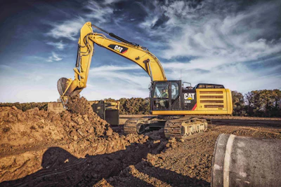 Schlouch Inc. negotiated the purchase of a Caterpillar 336E Hybrid (such as shown) from Giles & Ransome with a performance guarantee based on fuel economy. It halved fuel costs for pipelaying, and Schlouch rented two more with purchase options.