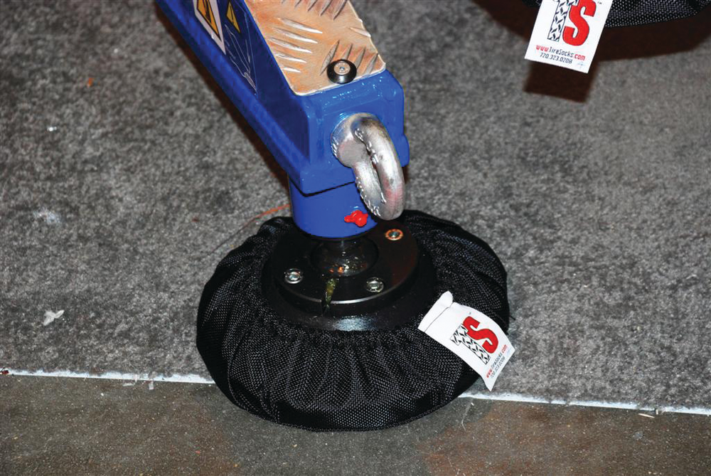 The latest product introduction from TireSocks is OutriggerSocks, which fit over the end of outriggers to protect finished flooring from dirt and damage.