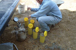 Make cylinders in strict accordance with ASTM C31 and store cylinders in a concrete cure box for the initial curing period.