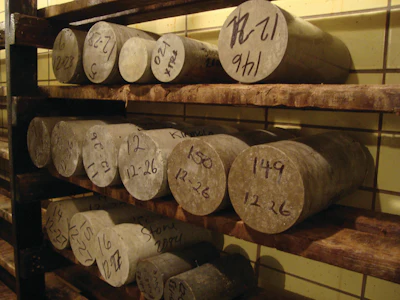 Concrete test cylinder moist room.
