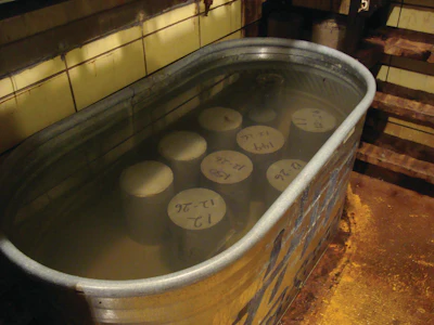 After initial curing, start final curing by storing cylinders in a water storage tank or moist room.