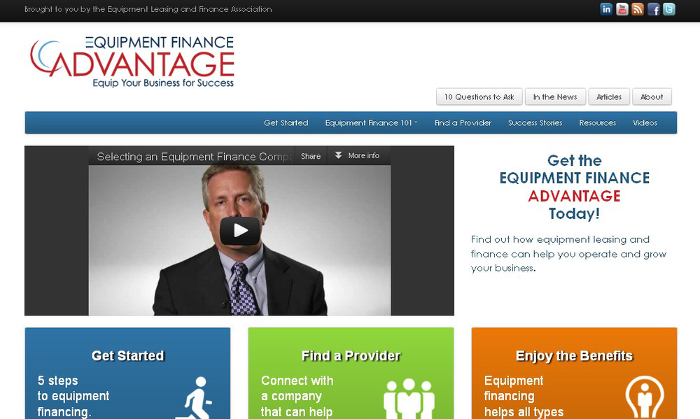 Equipment Finance Advantage website is a one-stop resource for end-user customers, featuring how-to articles, Q&As, videos and more.