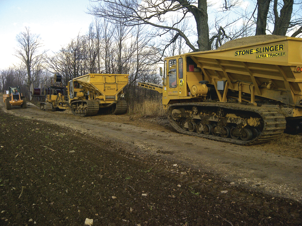 The Morooka 3300 carrier equipped with a Stone Slinger body enables AVERTEX Utility Solutions to deliver high levels of productivity.