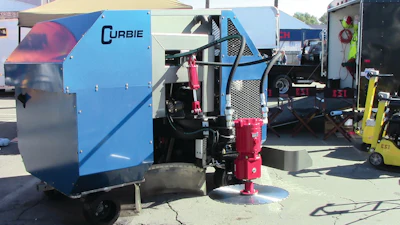 Curbie's double-articulating saw head can turn the blade to cut at almost any angle, and reach more than 50 in. high.