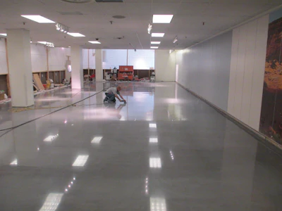 Artistic Surfaces placed and polished 3,500 square feet of concrete overlay for a J.C. Penney rehab project.