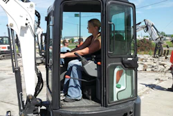 New Assistant Editor Jessica Stoikes operates an E26 Excavator at the Bobcat Attachments Boot Camp in Fargo, ND