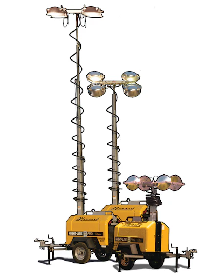 Vertical only light tower designs simplify setup and allow the lights to be properly positioned while the tower is retracted. This makes setup in this particular instance more efficient than standard lay down, manual winch towers.