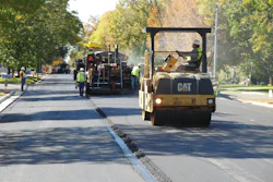 Whether paving roads or parking lots, Martin Marietta crews often use one thick mat in place of two thinner mats because a thicker mat increases productivity and doesn’t take as much effort to get compacted, according to Dave King, paving superintendent.