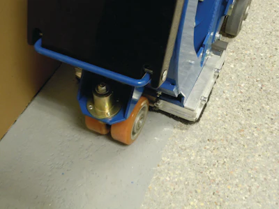 Shot blasting systems can strip, clean and profile a concrete surface simultaneously.