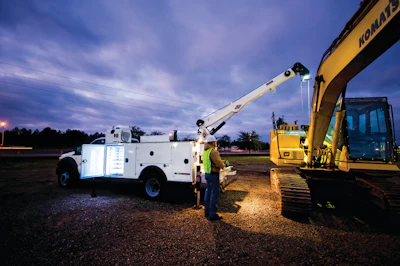 Lighted cabinets and work lights can increase efficiency when technicians work after sunset.