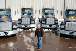 Four of Valley Paving's newest Kenworth T800s feature paint schemes promoting the four military branches - Army, Air Force, Navy and Marines. 'They really showcase who we are and our values,' says Carron.