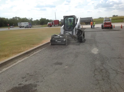 West Tennessee Construction Services leased three large Bobcat T870 compact track loader to perform parking lot maintenance for large retail companies and truck stop plazas. It also has three S770 skid steers, but finds the tracked machines more effective for milling operations.